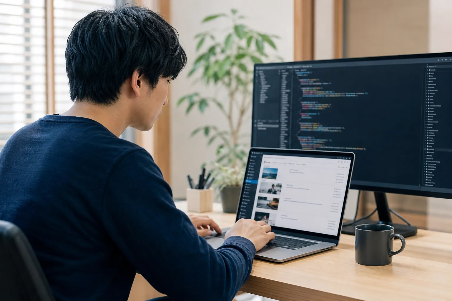 WordPressサイトをカスタマイズする様子